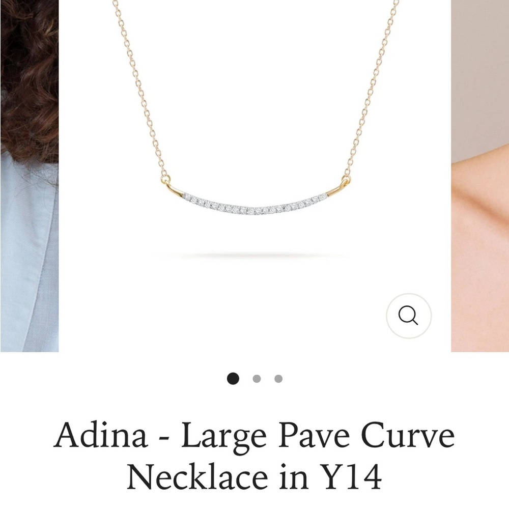 NWOT - Adina Reyter Large Pave Curve Pave Diamond Necklace in 14 K gold